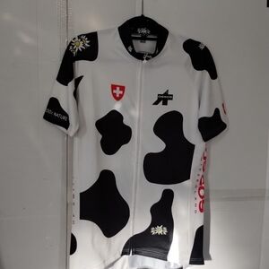 Assos Of Switzerland Men's Black & White Cycling Jersey Biking Sports Outdoors